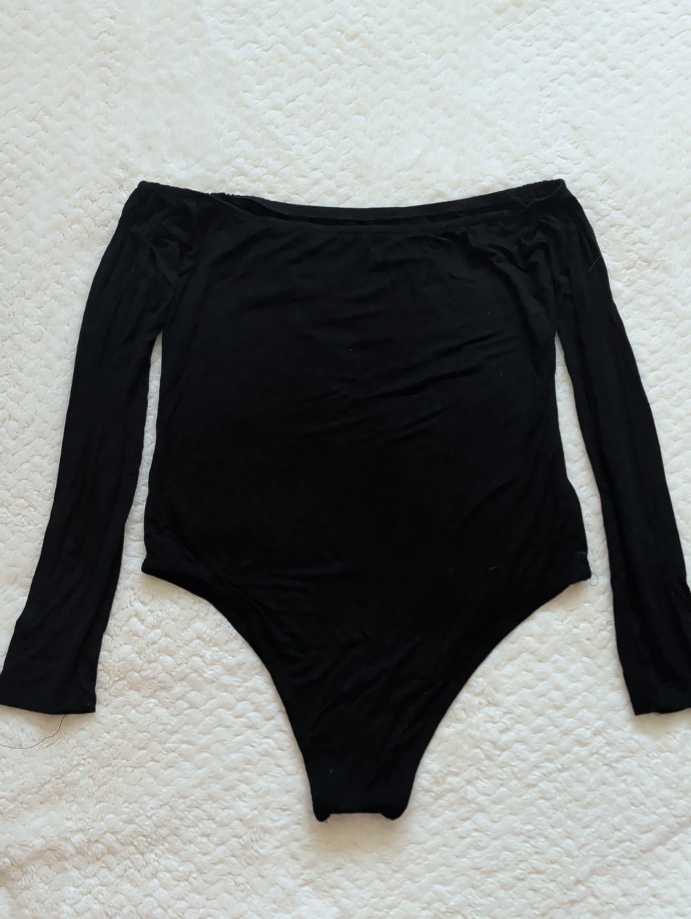 Off-Shoulder Black Long-Sleeve Bodysuit